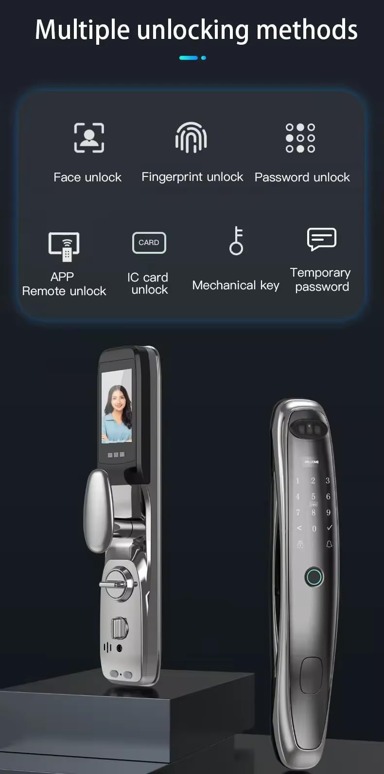 Smart Lock 3D Face Lock Face Camera Monitoring Smart Fingerprint Password Biometric Electronic Key Unlock