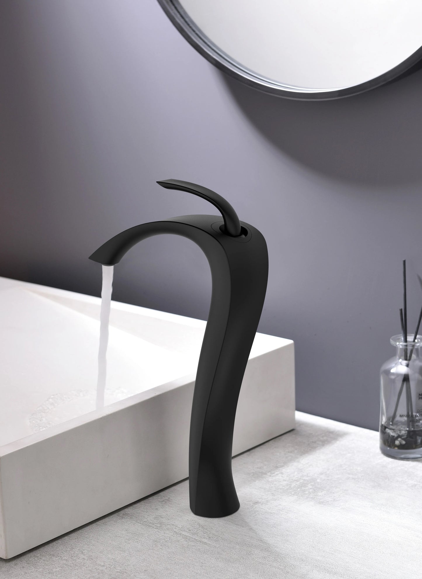 Luxury Brushed Nickel Bathroom Faucet – Artistic Tall Vessel Sink Faucet, Single Handle, High Arc Modern Design – Solid Brass, Water-Saving, Easy Installation