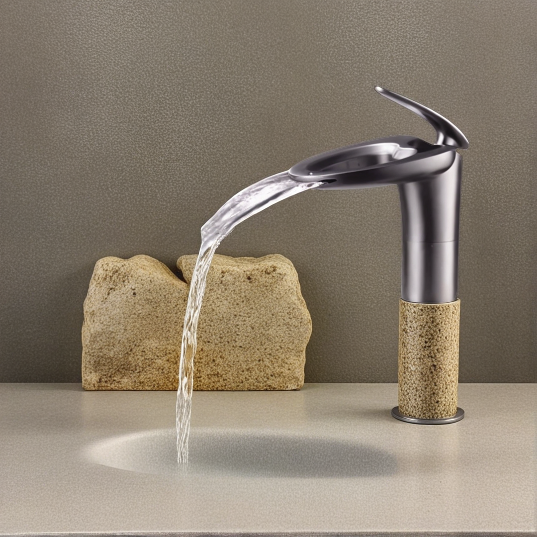 Modern Waterfall Bathroom Faucet, Brass, Hot and Cold Water Faucet L001(Black and Gold Short)