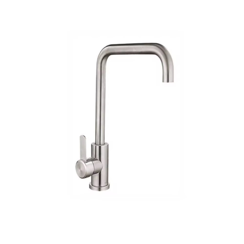 Modern Single-Handle Stainless Steel Kitchen Faucet – High Arc Square Spout – Brushed Finish, Deck-Mount – 1.8 GPM Flow Rate(Brushed Satin Nickel)
