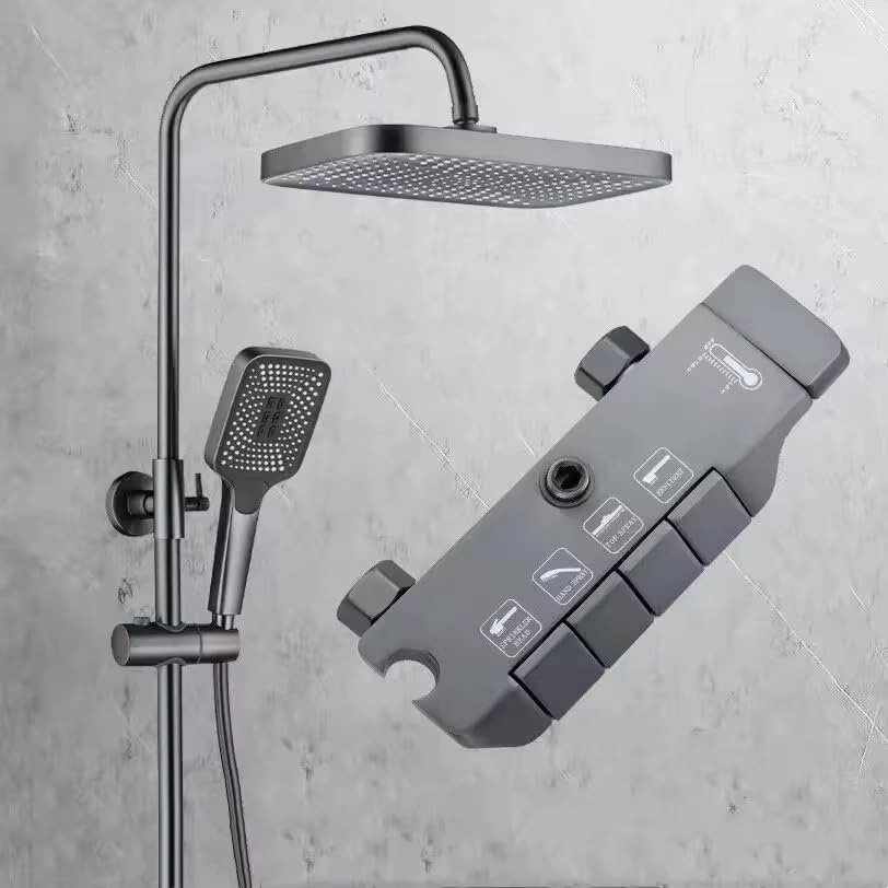 Rain Shower Head with Handheld, 12inch High Pressure Rainfall Shower Head with 4-function Control Button, 3 Settings Handheld Shower Heads with Holder and Hose