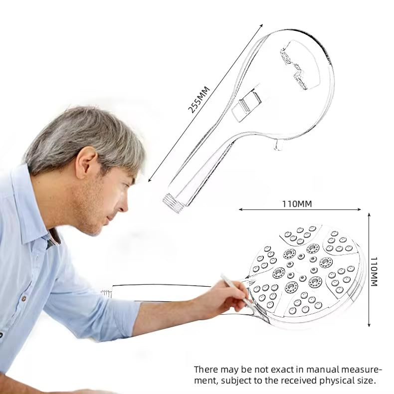 8-mode Handheld Shower Head - Anti-clog Nozzles, Built-in Power Wash to Clean Tub, Tile & Pets. Stainless Steel, Wall & Overhead Brackets