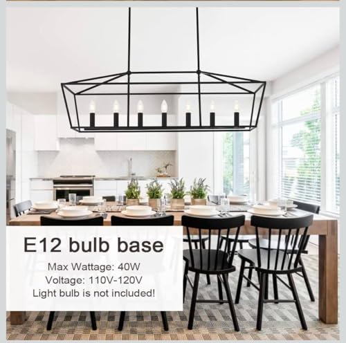 Light Dining Room Light Fixtures Over Table, Farmhouse Chandelier Light Fixture Black Industrial Linear Pendant Lights Kitchen Island Candle Lantern Chandelier