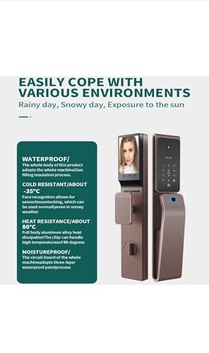 3D Face Recognition Smart Door Lock with Touchscreen Display, WiFi App Control, Fingerprint Unlock, Keypad Passcode, RFID IC Card, Mechanical Key & Video Intercom – Keyless Entry Digital Lock