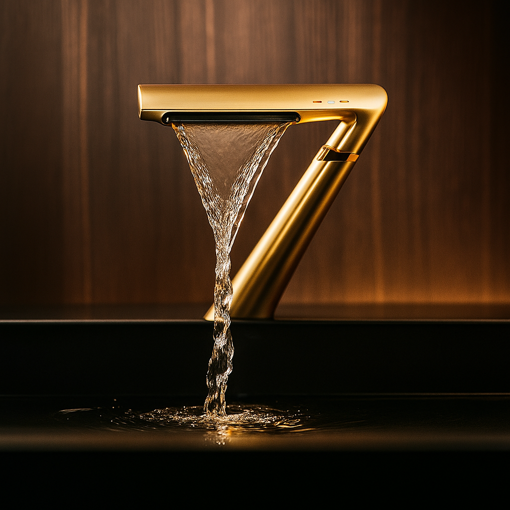 Bathroom Sink Faucet, Waterfall Bathroom Faucet for 1 Hole, Single Handle Faucets, Brass Bathroom Faucet with 2 Supply Hoses for Rv Sink Vanity Restroom