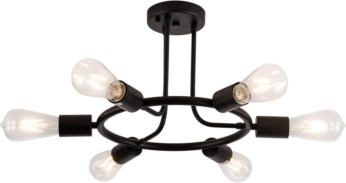 Modern LED Ceiling Light Ceiling Light Retro Pendant Light Metal Vintage Ceiling Lamp Restaurant Loft Kitchen Chandelier E27 (Black 6 Lights)