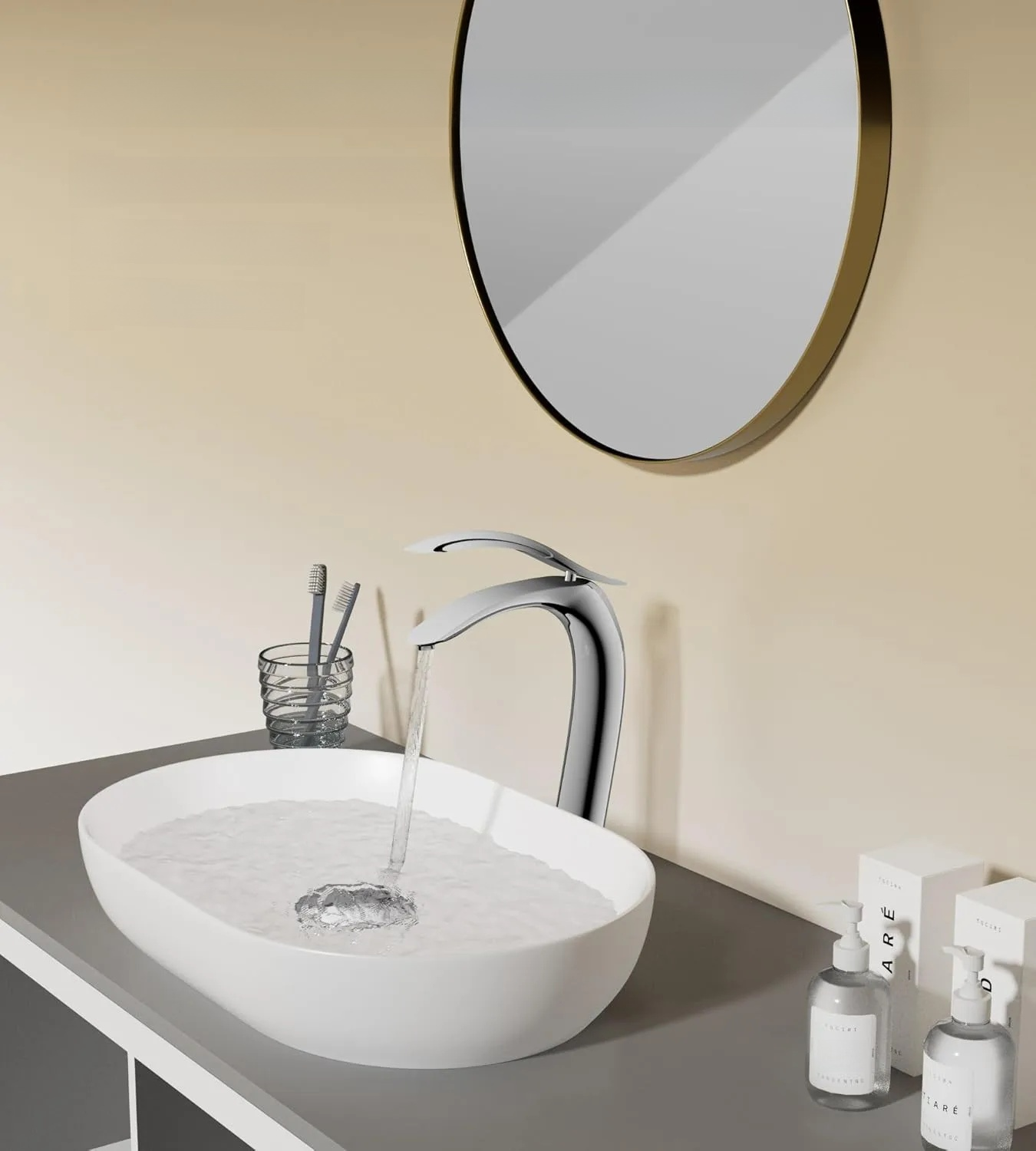 Modern Bathroom Sink Faucet Single Handle Unique Dragon Shaped Design Rotation Spout Solid Brass Tap