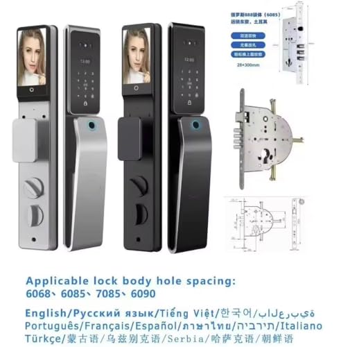 3D Face Recognition Smart Door Lock with Touchscreen Display, WiFi App Control, Fingerprint Unlock, Keypad Passcode, RFID IC Card, Mechanical Key & Video Intercom – Keyless Entry Digital Lock