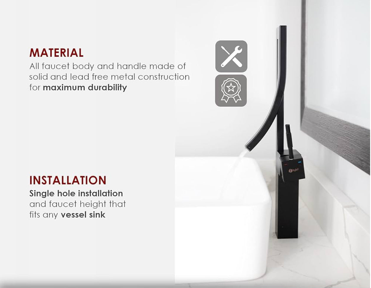 Single Handle Bathroom Faucet for Single Hole Brass Vessel Mixer Tap Matte Black Finish