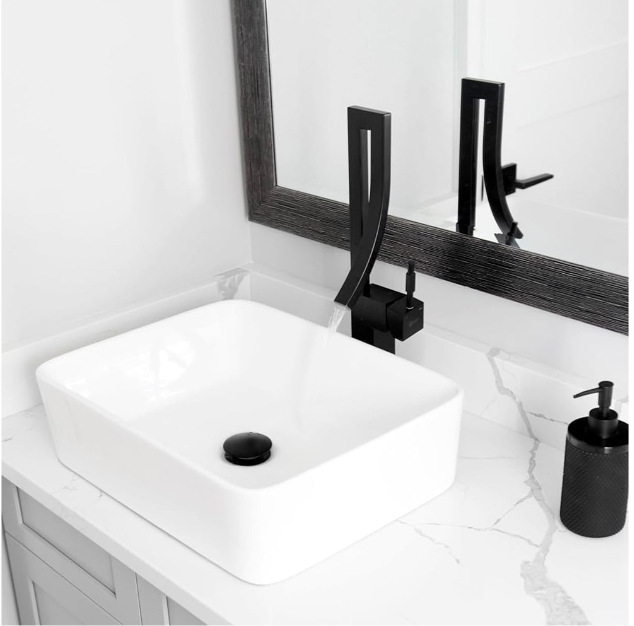 Single Handle Bathroom Faucet for Single Hole Brass Vessel Mixer Tap Matte Black Finish