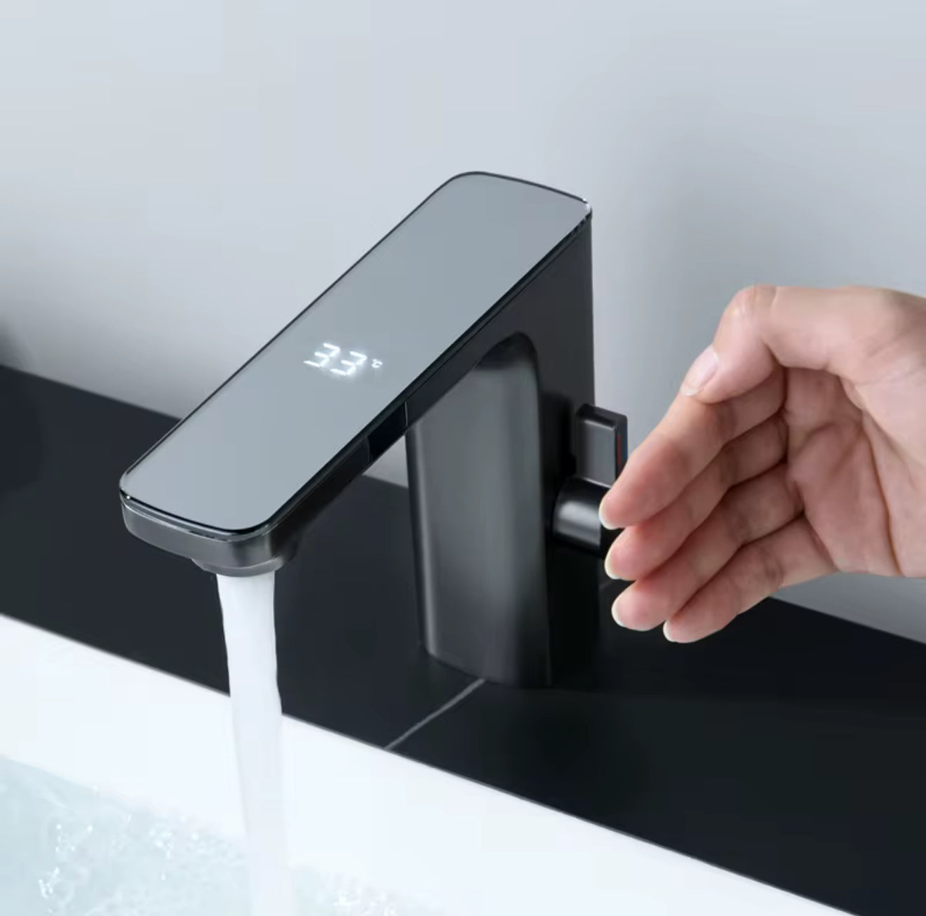 Sensor Faucet, Digital Display Bathroom Faucets for Sink, 1 Hole Bathroom Faucet for Classic Brass Faucet