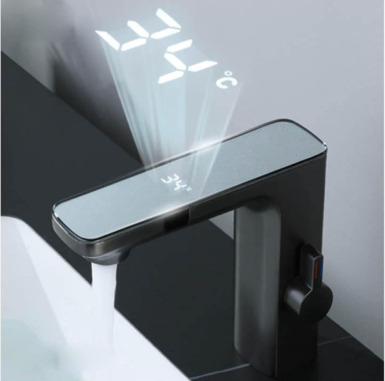 Sensor Faucet, Digital Display Bathroom Faucets for Sink, 1 Hole Bathroom Faucet for Classic Brass Faucet