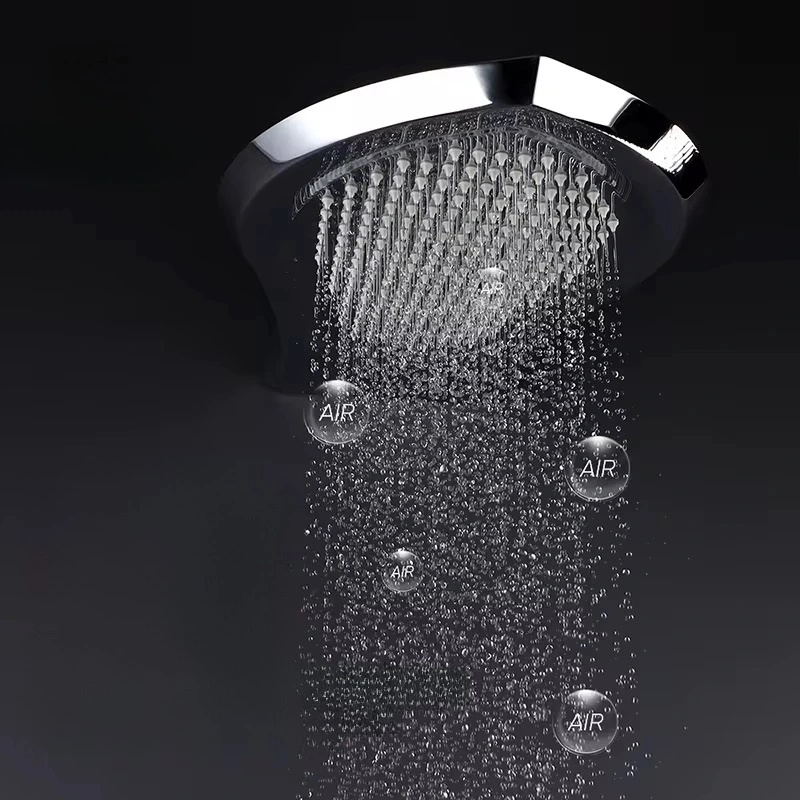 Luxury Rainfall Shower System with Shield Handle – Wall-Mounted Chrome Shower Set with Self-Cleaning Silicone Nozzles, Air Injection Technology & Easy Install Valve – Modern Bathroom Fixture