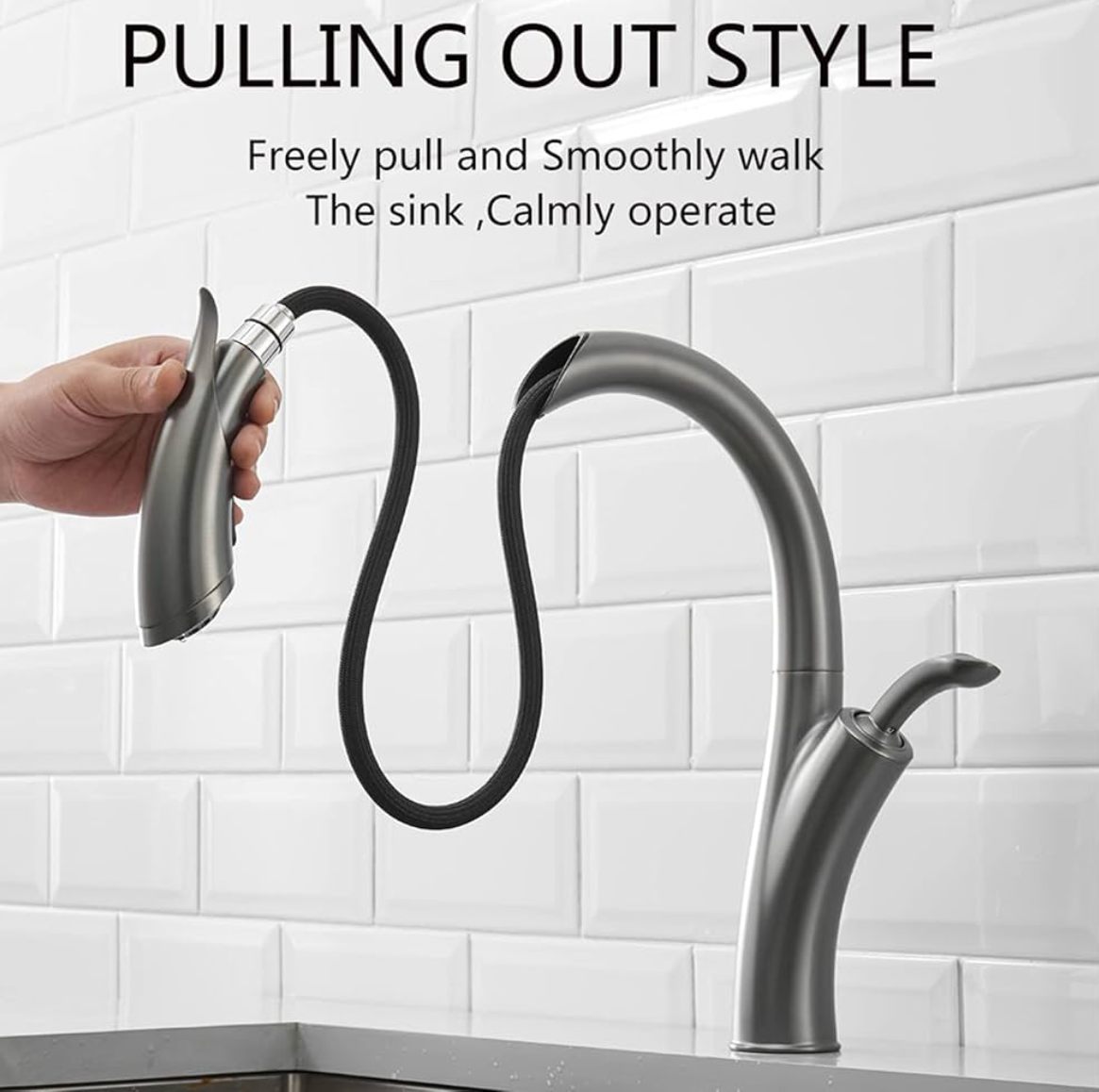 Luxury Kitchen Faucet with Pull Down Sprayer – High Arc Design, Dual-Mode Aerator, Single Handle Mixer for Farmhouse, RV, or Modern Kitchens