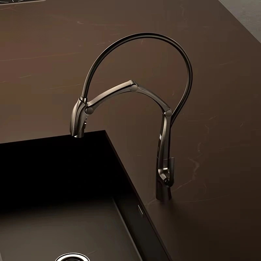 Luxury Brass Kitchen Faucet Digital Display Intelligent Induction Magnetic Suction Pull-Out Design Cold & Hot Sink Tap
