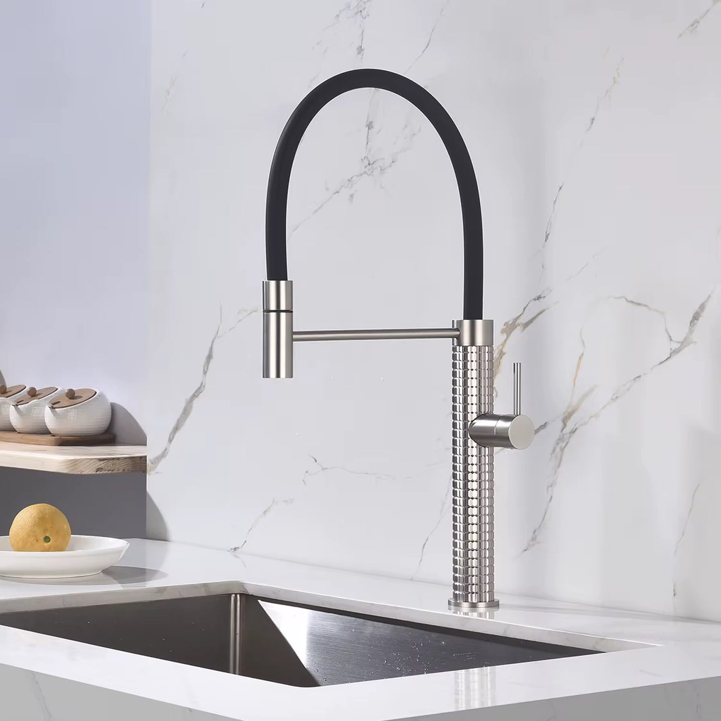 Kitchen Mixer Taps Steel Drill Spring Kitchen Faucet Kitchen Hot and Cold Water Faucet Sink Faucet Universal Faucet Silicone Tube