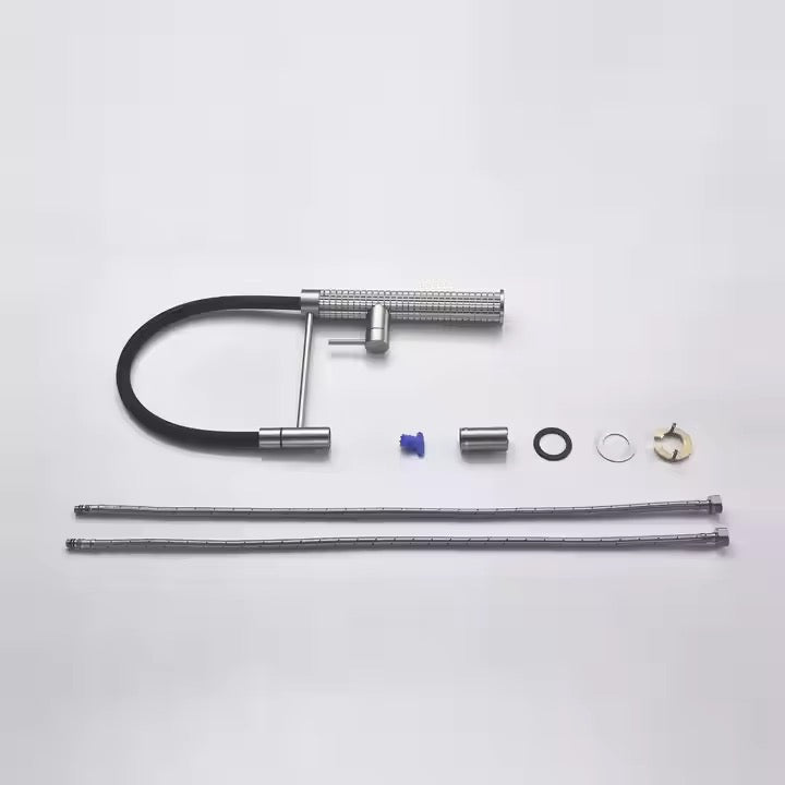 Kitchen Mixer Taps Steel Drill Spring Kitchen Faucet Kitchen Hot and Cold Water Faucet Sink Faucet Universal Faucet Silicone Tube