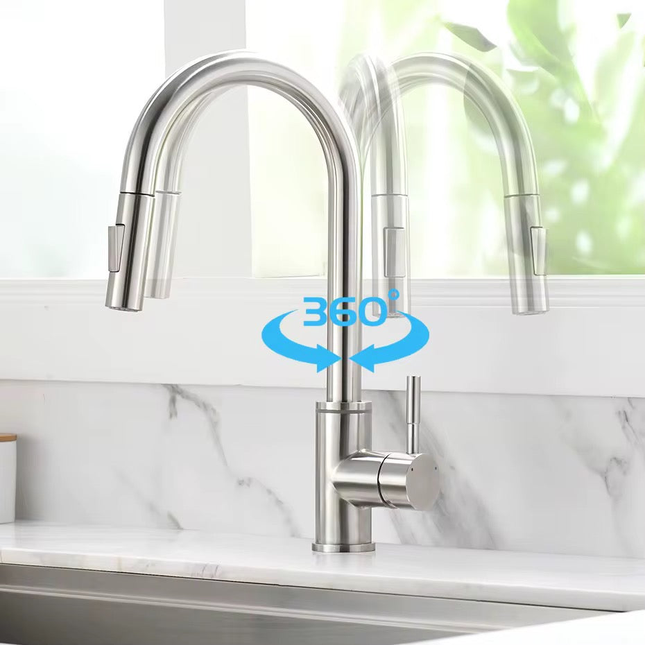 Luxury Modern Design Brass Goumet Pull Down Smart Touch Sensor Kitchen Faucet with Led 3 Way Water Saving Faucet Hot Cold Mixers Tap