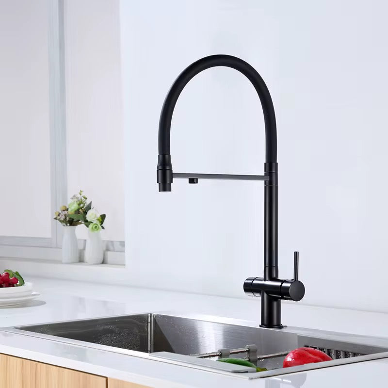Water Filter Kitchen Faucet Pull Down Spout Filtered Dual Handle Brass Hot Cold Mixer Tap,Kitchen Sink Faucet