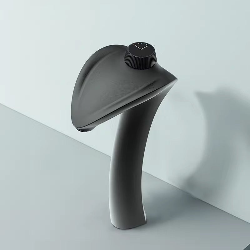 Modern Matte Black Faucet – Artistic Single Hole Bathroom Sink Faucet, Contemporary Design with 360° Swivel Spout – Solid Brass, Water-Saving, Easy Installation