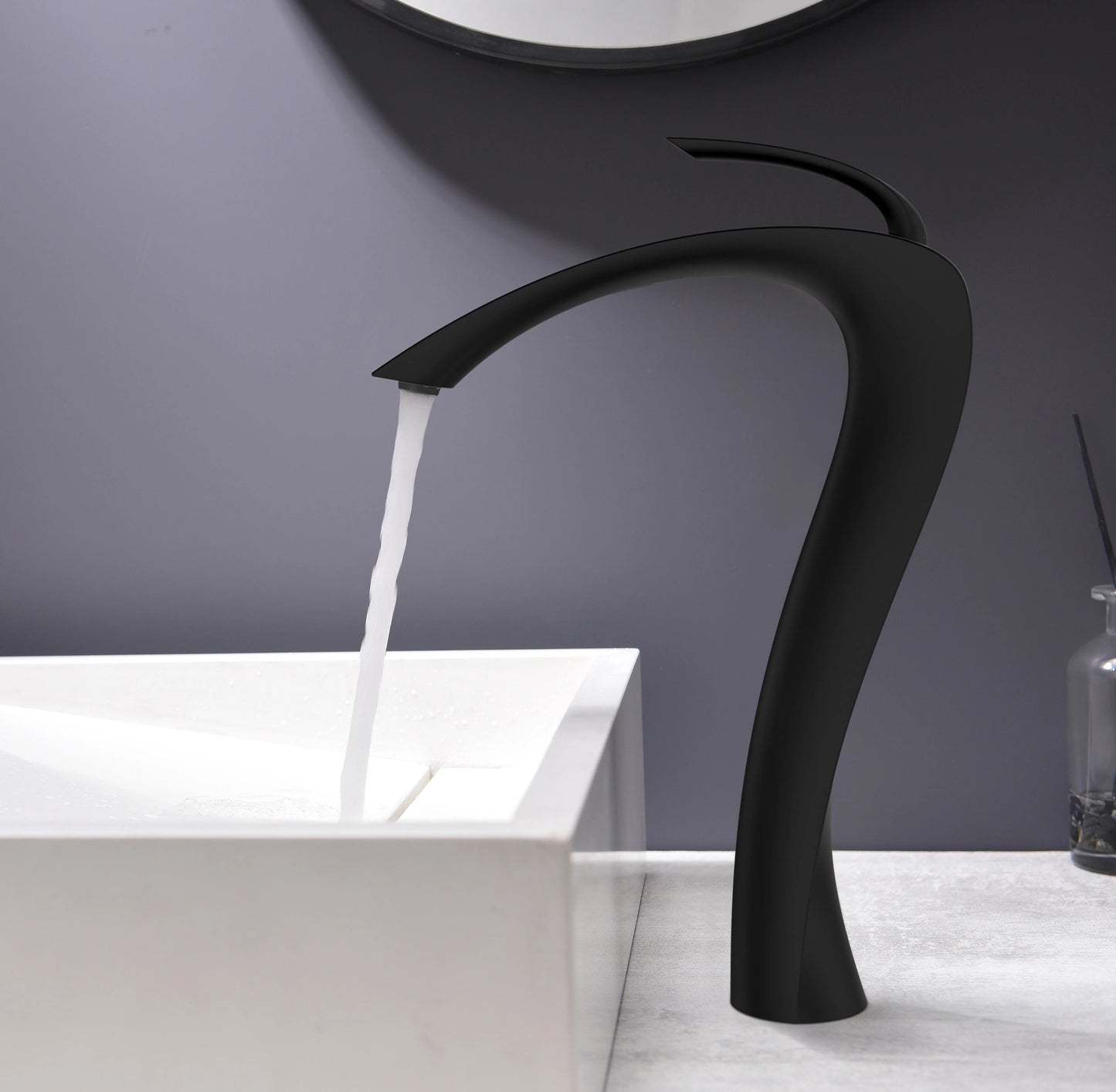 Luxury Brushed Nickel Bathroom Faucet – Artistic Tall Vessel Sink Faucet, Single Handle, High Arc Modern Design – Solid Brass, Water-Saving, Easy Installation