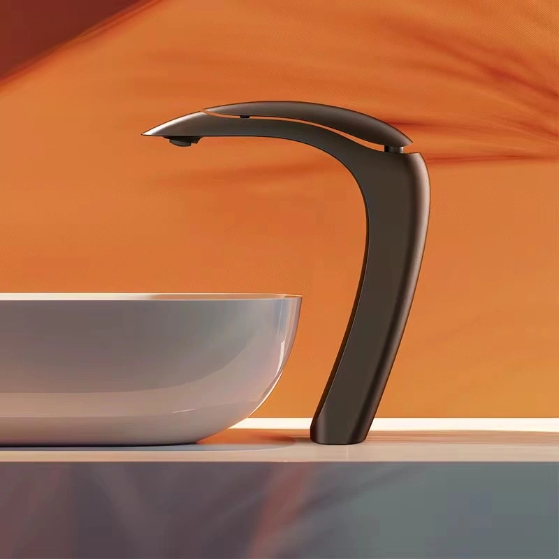Modern Bathroom Sink Faucet Single Handle Unique Dragon Shaped Design Rotation Spout Solid Brass Tap