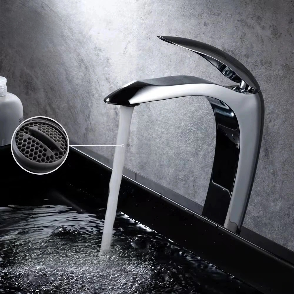 Modern Bathroom Sink Faucet Single Handle Unique Dragon Shaped Design Rotation Spout Solid Brass Tap