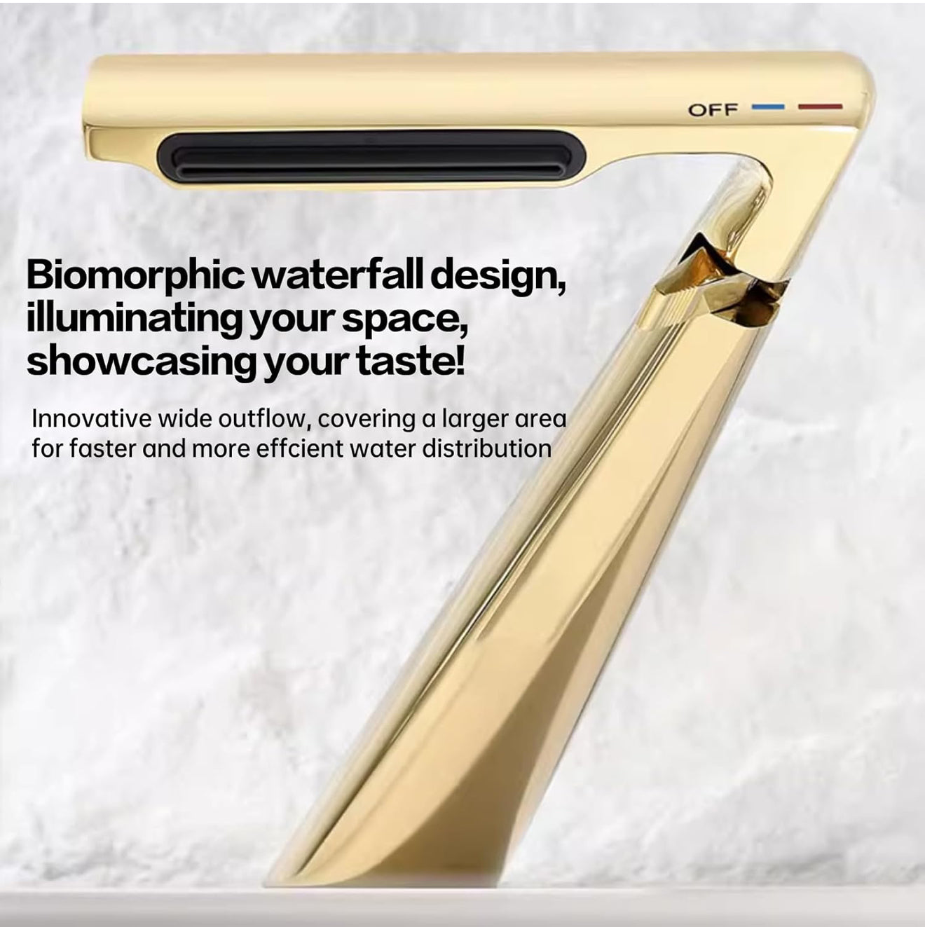 Bathroom Sink Faucet, Waterfall Bathroom Faucet for 1 Hole, Single Handle Faucets, Brass Bathroom Faucet with 2 Supply Hoses for Rv Sink Vanity Restroom