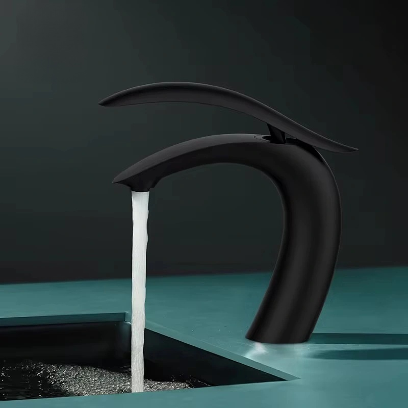 Modern  Bathroom Faucet – Short Single-Handle Basin Faucet | Sleek Dolphin-Inspired Design, Solid Brass Body, Easy Deck Mount Installation