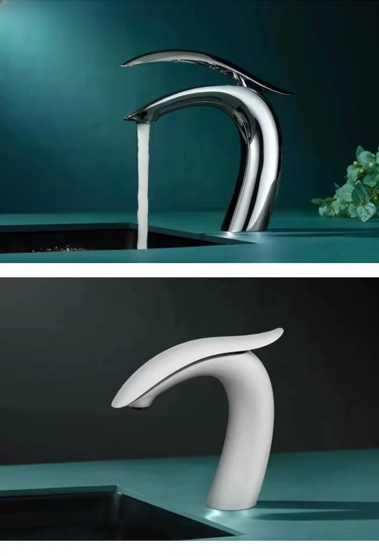 Modern  Bathroom Faucet – Short Single-Handle Basin Faucet | Sleek Dolphin-Inspired Design, Solid Brass Body, Easy Deck Mount Installation