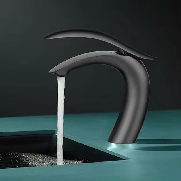 Modern  Bathroom Faucet – Short Single-Handle Basin Faucet | Sleek Dolphin-Inspired Design, Solid Brass Body, Easy Deck Mount Installation