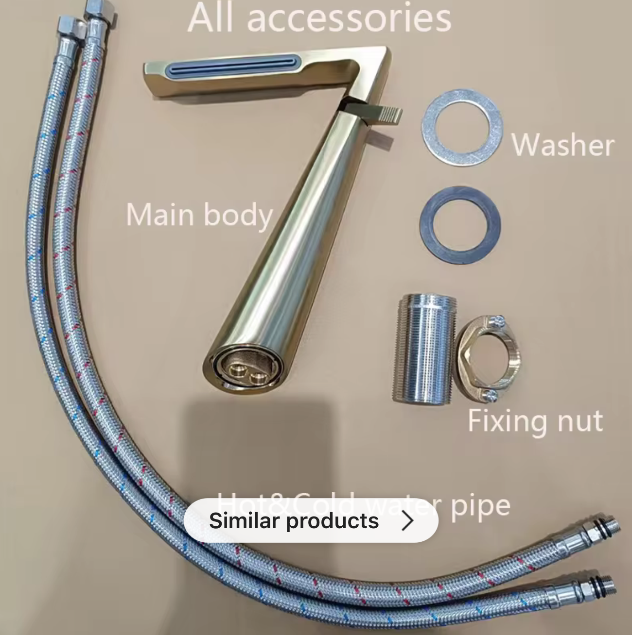 Bathroom Sink Faucet, Waterfall Bathroom Faucet for 1 Hole, Single Handle Faucets, Brass Bathroom Faucet with 2 Supply Hoses for Rv Sink Vanity Restroom