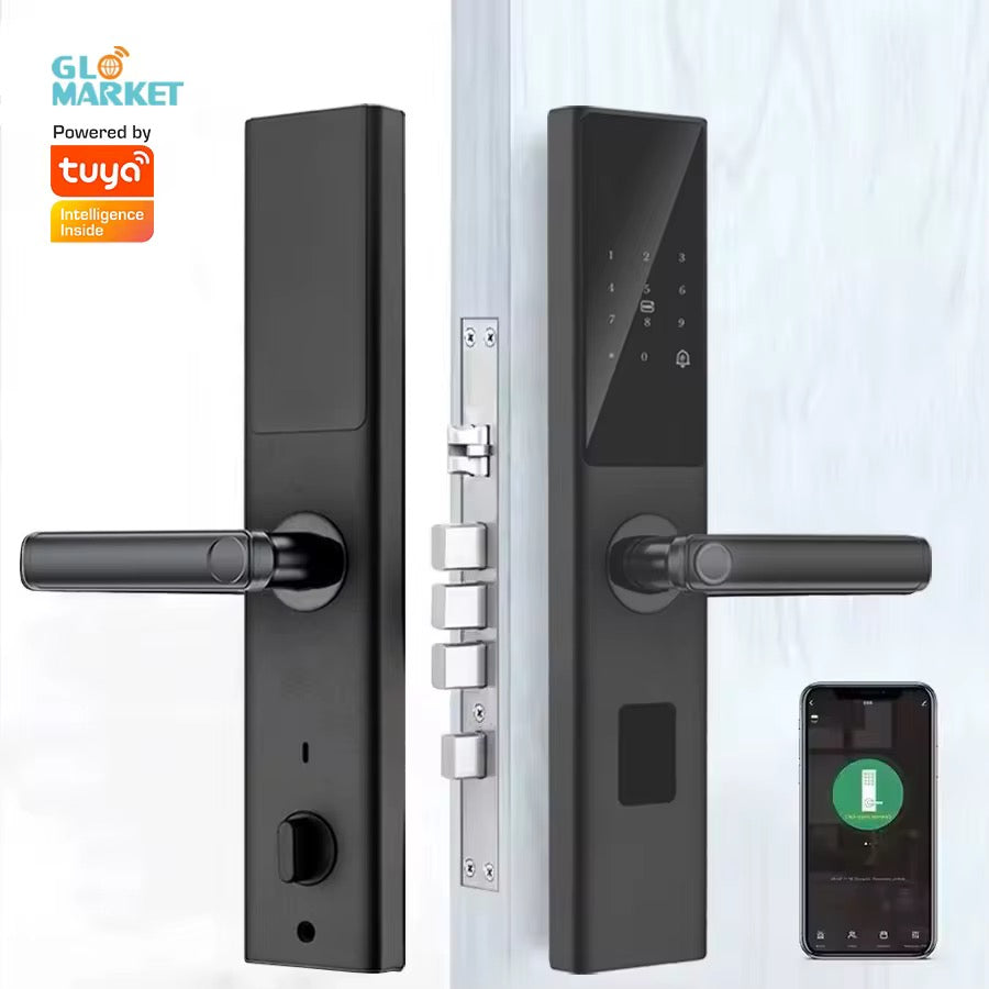 Smart Electronic Door Lock with Fingerprint Biometric, App Control, Smart Card, Password, Key Access & USB Emergency Charge - Metal Wi-Fi Enabled Touchscreen Keypad, AA Battery Powered
