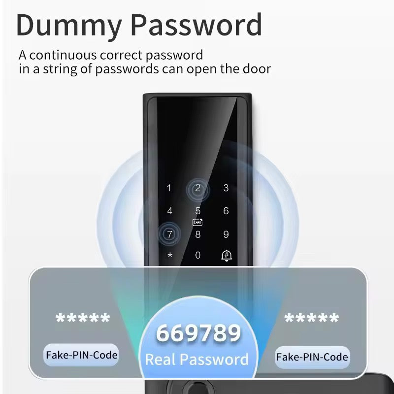 Smart Electronic Door Lock with Fingerprint Biometric, App Control, Smart Card, Password, Key Access & USB Emergency Charge - Metal Wi-Fi Enabled Touchscreen Keypad, AA Battery Powered
