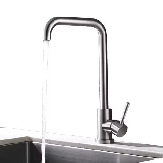 Modern Single-Handle Stainless Steel Kitchen Faucet – High Arc Square Spout – Brushed Finish, Deck-Mount – 1.8 GPM Flow Rate(Brushed Satin Nickel)