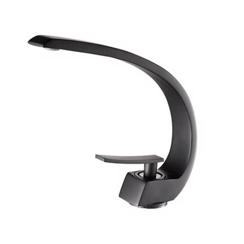 Modern Matte Black Bathroom Faucet – Single Handle, Contemporary Waterfall Spout Design 113-11B