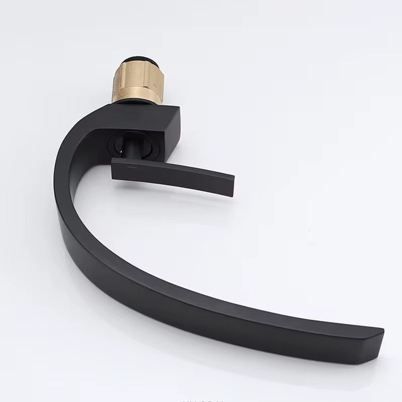 Modern Matte Black Bathroom Faucet – Single Handle, Contemporary Waterfall Spout Design 113-11B