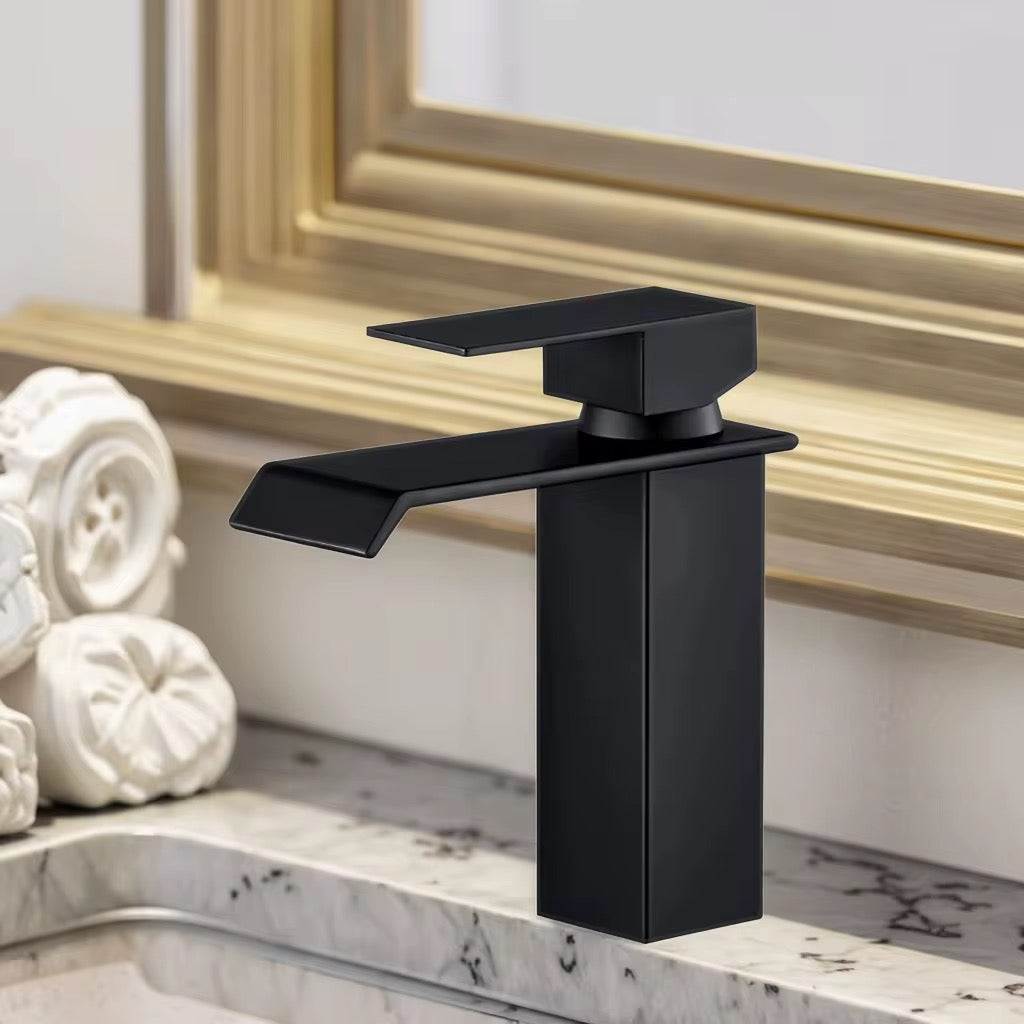 Modern Waterfall Bathroom Faucet – Single Handle Vanity Sink Faucet, Oil-Rubbed Bronze Finish, Deck Mount – Antique | Farmhouse | Retro Style Oil Rubbed Bronze 100-110RV