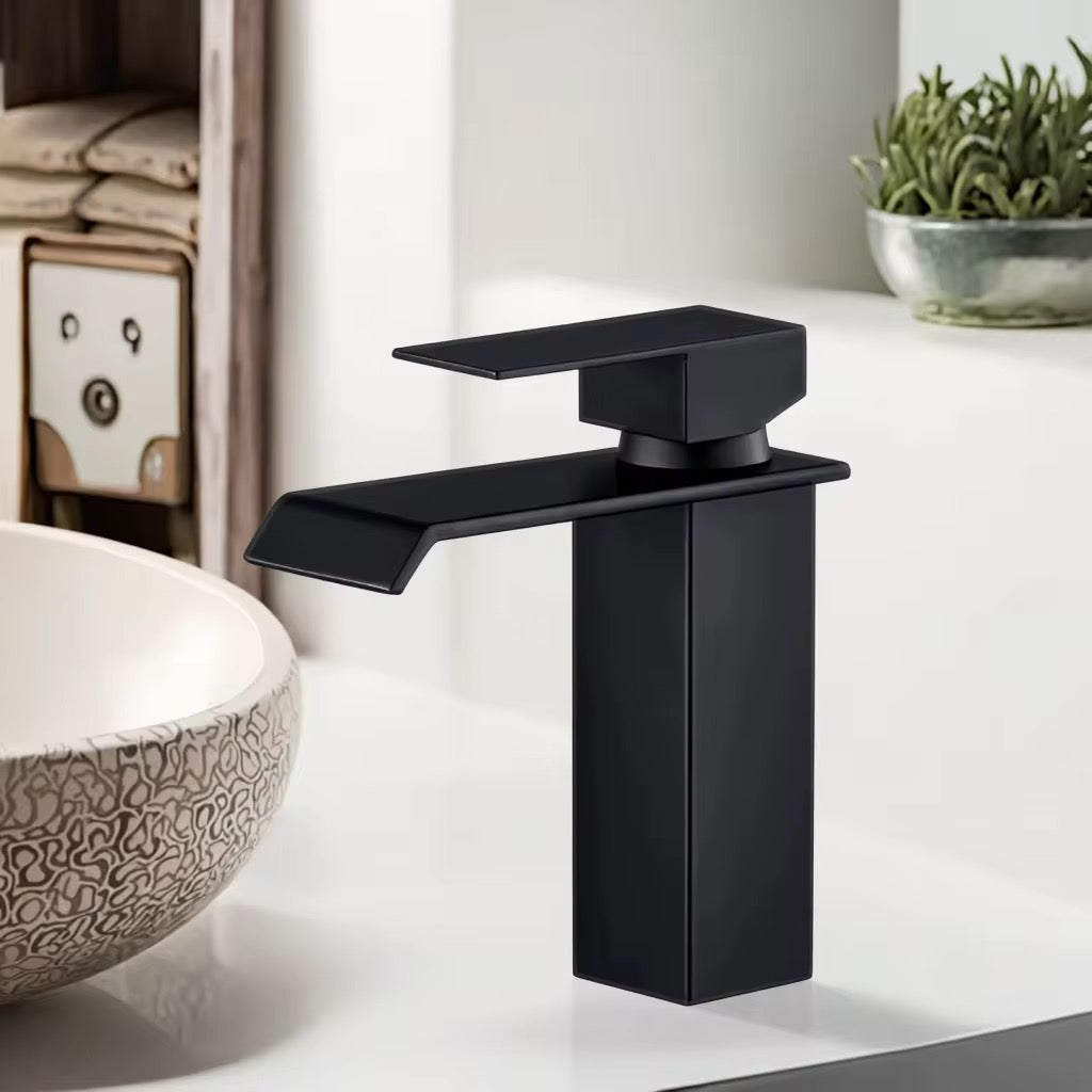 Modern Waterfall Bathroom Faucet – Single Handle Vanity Sink Faucet, Oil-Rubbed Bronze Finish, Deck Mount – Antique | Farmhouse | Retro Style Oil Rubbed Bronze 100-110RV