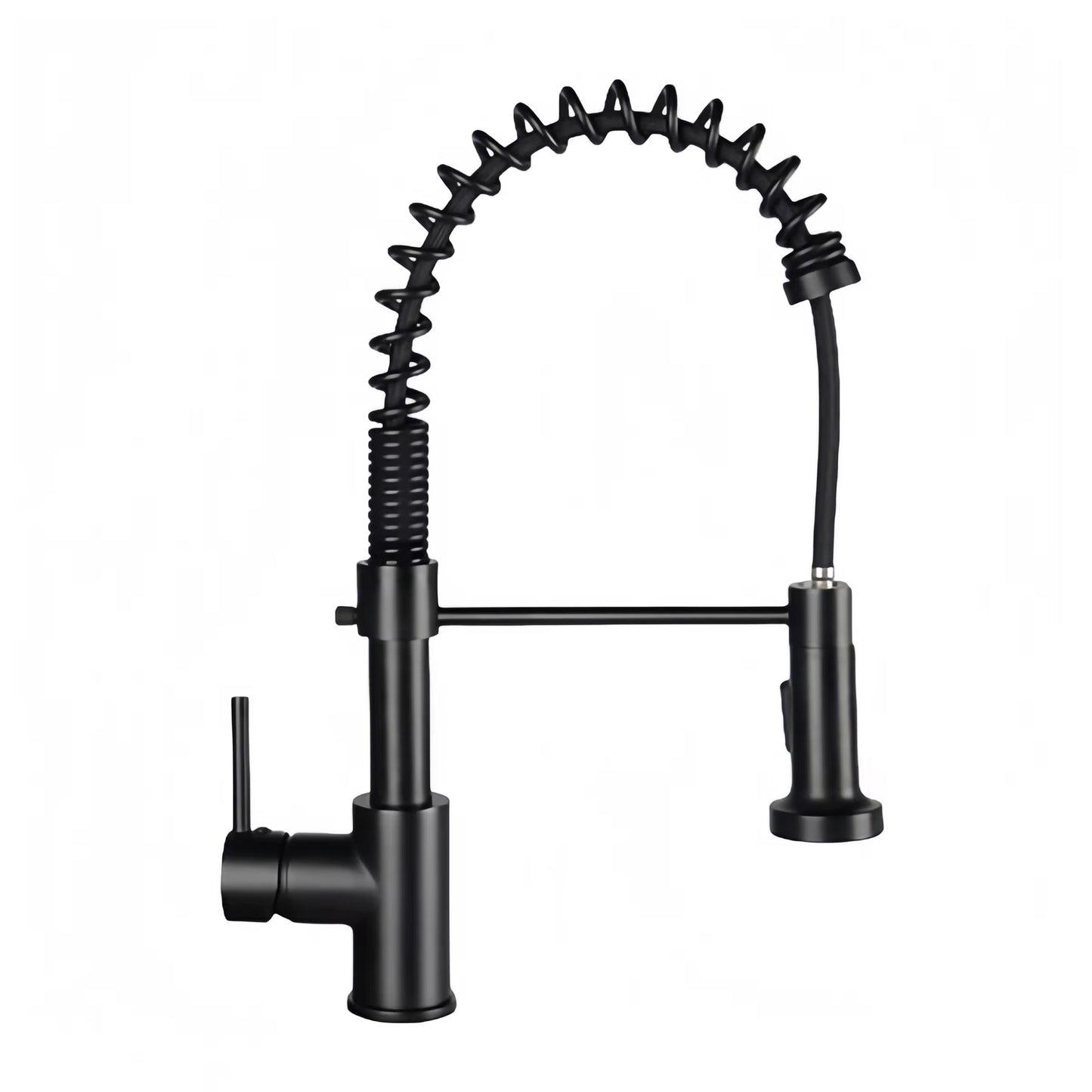 Matte Black Commercial Kitchen Faucet with Pull Down Sprayer – Single Handle, High Arc Spring Design for Farmhouse, RV, and Modern Kitchens 189-33D