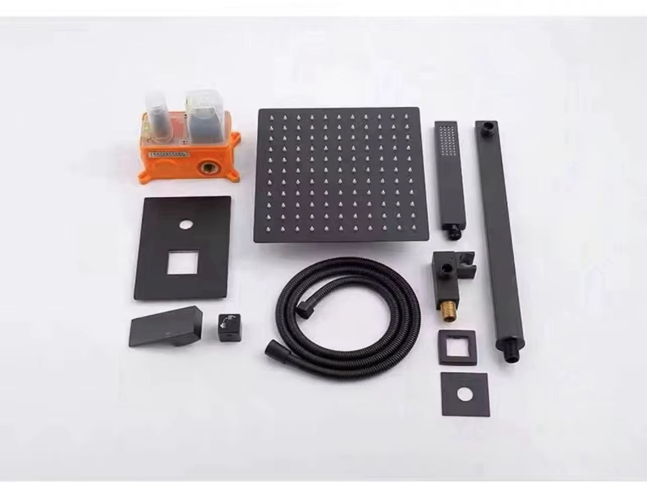 10-Inch Rainfall Shower System with Handheld – Matte Black Wall-Mounted Shower Faucet Set, Stainless Steel Top Spray, Dual Speed Temperature Controller HS196-55B