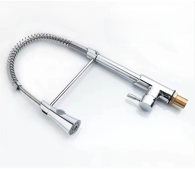 Commercial Kitchen Faucet with Pull Down Sprayer – High Arc Spring Design, Single Handle, Chrome Finish, Deck Mount, 360° Swivel Spout-Brushed Nickel 1008-33N