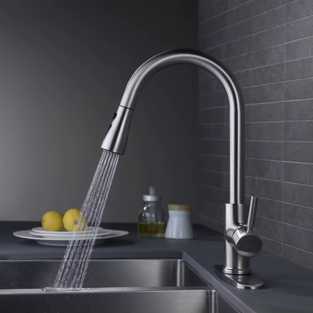 Touch Kitchen Faucet with Pull Down Sprayer – High Arc, 3-Mode Spray Head, 360° Swivel, Brushed Nickel Finish, Single Handle, 20” Hose