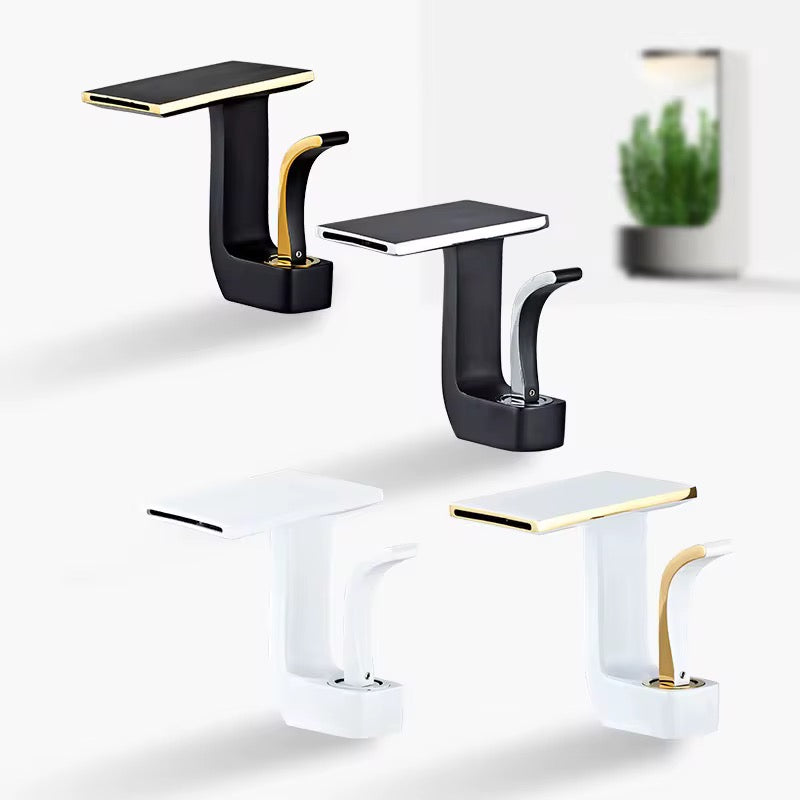 Modern Waterfall Bathroom Faucet – Single Handle, Square Spout, Hot & Cold Mixer