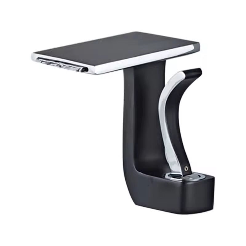 Modern Waterfall Bathroom Faucet – Single Handle, Square Spout, Hot & Cold Mixer