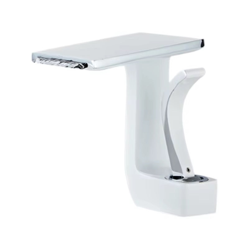 Modern Waterfall Bathroom Faucet – Single Handle, Square Spout, Hot & Cold Mixer