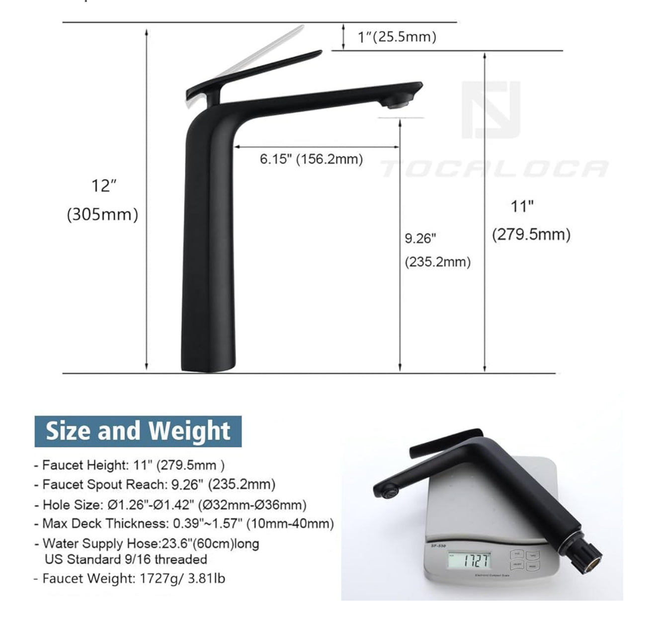 Modern Bathroom Faucet – Tall Single Handle Waterfall Mixer Tap for Vessel Sink – Sleek Contemporary Design, Easy Installation