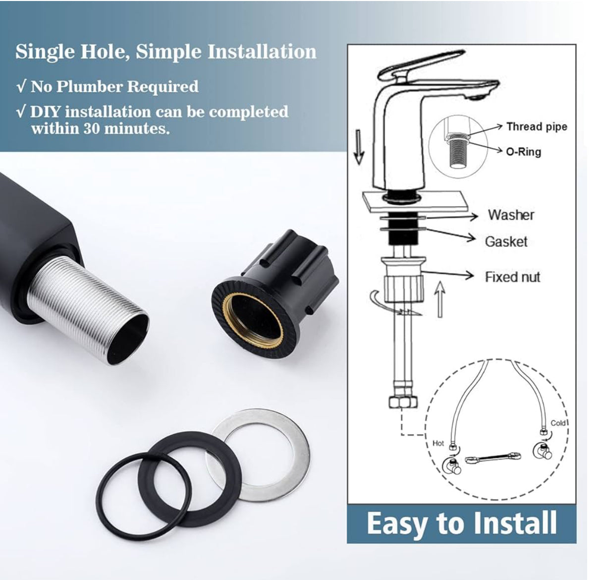 Modern Bathroom Faucet – Tall Single Handle Waterfall Mixer Tap for Vessel Sink – Sleek Contemporary Design, Easy Installation