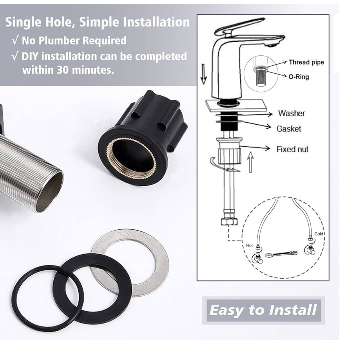 Modern Bathroom Faucet – Tall Single Handle Waterfall Mixer Tap for Vessel Sink – Sleek Contemporary Design, Easy Installation