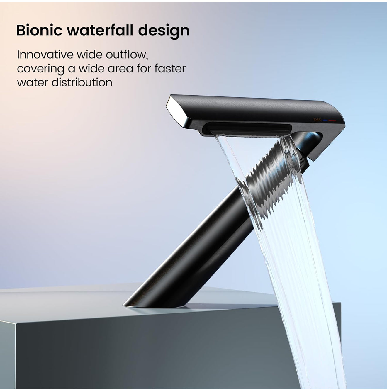 Bathroom Sink Faucet, Waterfall Bathroom Faucet for 1 Hole, Single Handle Faucets, Brass Bathroom Faucet with 2 Supply Hoses for Rv Sink Vanity Restroom